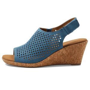 ROCKPORT Women’s Blue Perforated Briah Sling Wedge Sandals Size 10.5M